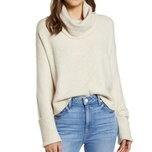 Chelsea28 NEW Cowl Neck Sweater Beige Oatmeal Long Sleeve Size Large